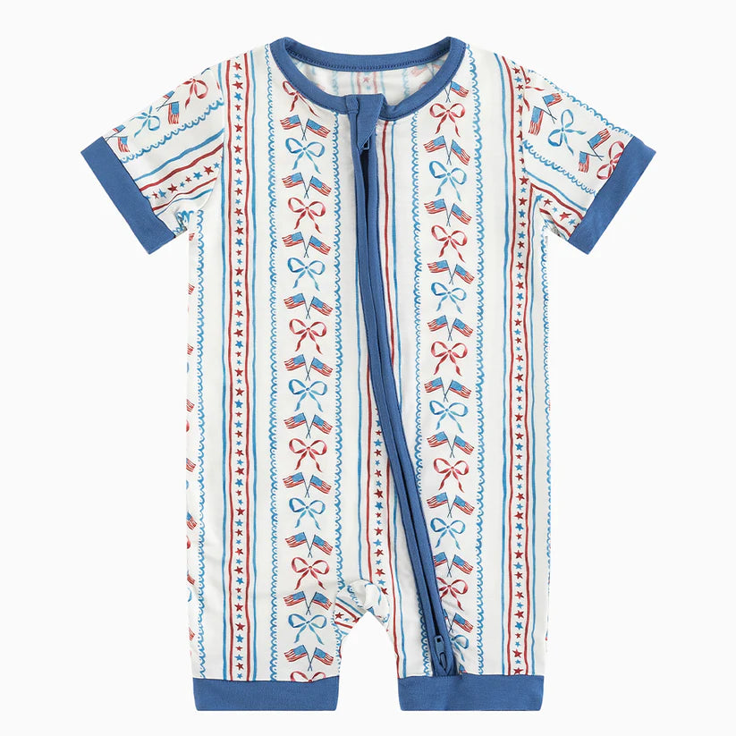 Flag and Bow Shortie- Bamboo