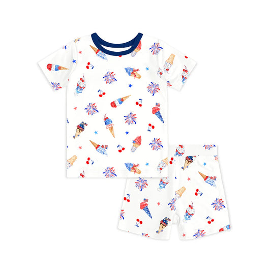 4th Of July Ice Cream Short Set- Bamboo